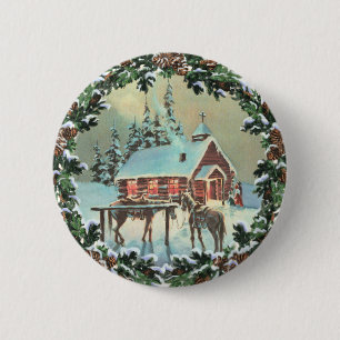 LAND CHURCH & WREATH by SHARON SHARPE Button