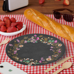 Land Cowgirl Stil floraler Kranz Kunst Motiv Pappteller