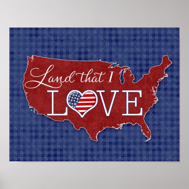 Land, das ich LIEBE habe - US-amerikanisches Herz  Poster (Vorne)