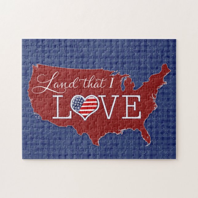 Land, das ich LIEBE habe - US-amerikanisches Herz  Puzzle (Horizontal)