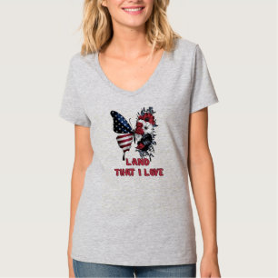 Land, das ich liebe Patriotischer Schmetterling T-Shirt