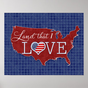 Land, das ich LIEBE - US-Herz und Flagge Poster