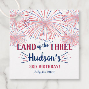 Land der Drei! 4. Juli 3. Geburtstag Party Geschenkanhänger
