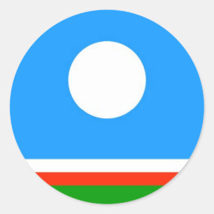Land der ethnischen Flagge der Sakha-Region Russla Runder Aufkleber