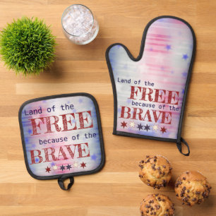 Land der Freie wegen der tapferen Backform Ofenhandschuh & Topflappen-Set