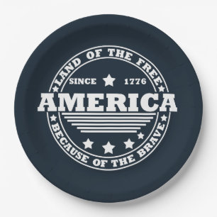 Land der Freie wegen des tapferen 4. july Pappteller