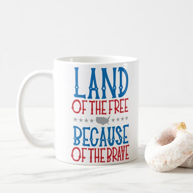 Land der Freie wegen des tapferen Patrioten Kaffeetasse (Mit Donut)