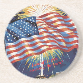 Land der FREIEN ... Amerikanische Flagge Getränkeuntersetzer