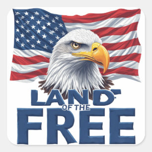 Land der Freien, Amerikanische Flagge Patriotisch Quadratischer Aufkleber