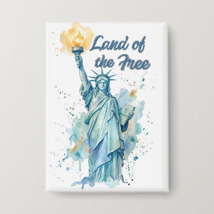 "Land der Freien - Aquarell Statue of Liberty P Button