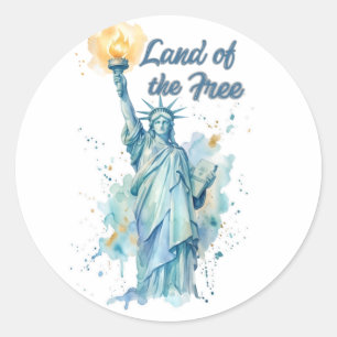 "Land der Freien - Aquarell Statue of Liberty P Runder Aufkleber
