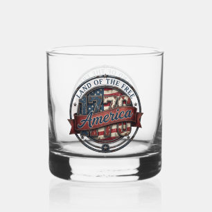 Land der Freien Patrioten-Americana-Emblem-Design Whiskyglas