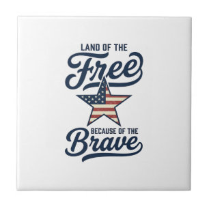 Land der Freien Patriotisches Vintage-Shirt-Design Fliese