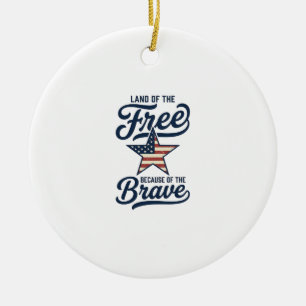 Land der Freien Patriotisches Vintage-Shirt-Design Keramik Ornament