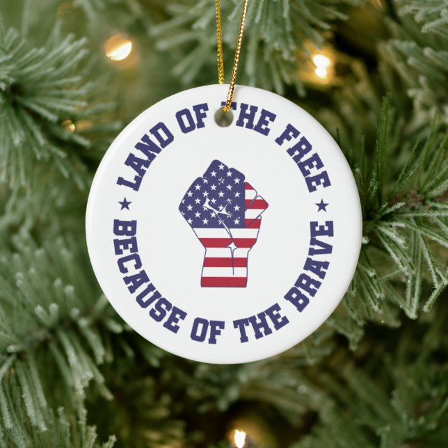 Land der freien USA Flag Patriotic Keramik Ornament (Baum)