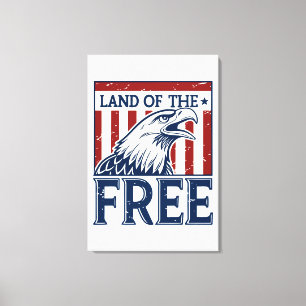 Land der Freien – Vintage-USA-Adler-Grafik Leinwanddruck