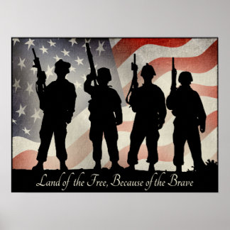 Land der Freien wegen der Brave 24 x 18 Poster