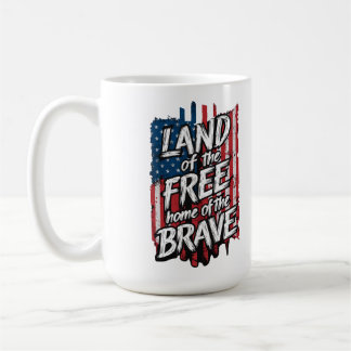 Land der freien Zuhause des Braven Kaffeetasse