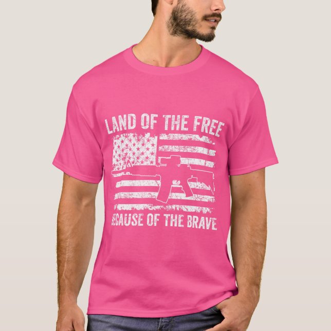 Land der Freiheit wegen der tapferen - amerikanisc T-Shirt (Vorderseite)
