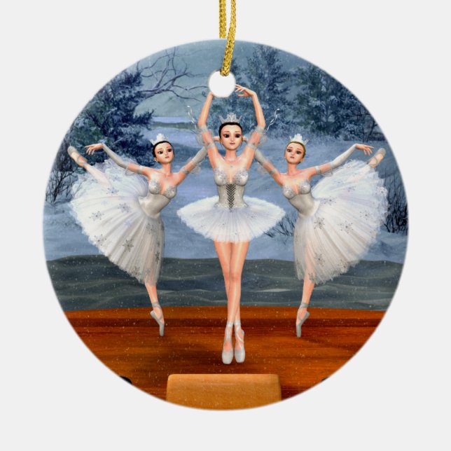 Land der Schneetänze Ballerinas Keramik Ornament (Vorne)