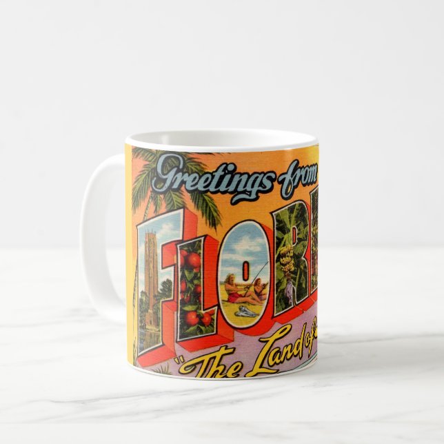 Land der Sonnenschein-Begrüßung Kaffeetasse (Vorderseite Links)