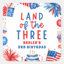 Land des 34. Juli 3. Geburtstag Party Quadratischer Aufkleber