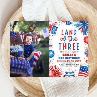 Land des 3. 4. Juli Patriotic 3. Geburtstag Einladung