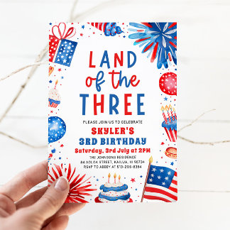 Land des 3. 4. Juli Patriotic 3. Geburtstag Einladung