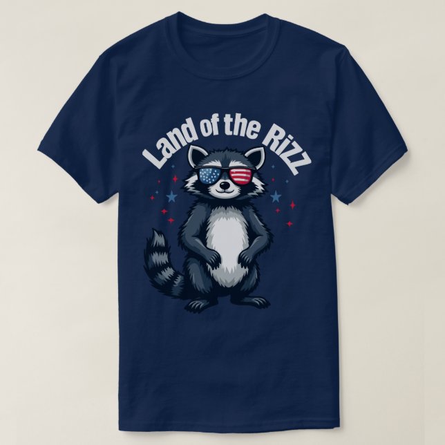 Land des rizz Trump Raccoon 4. Juli Satire T-Shirt (Design vorne)