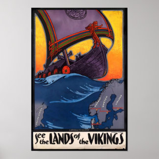Land des Wikinger Vintage Poster