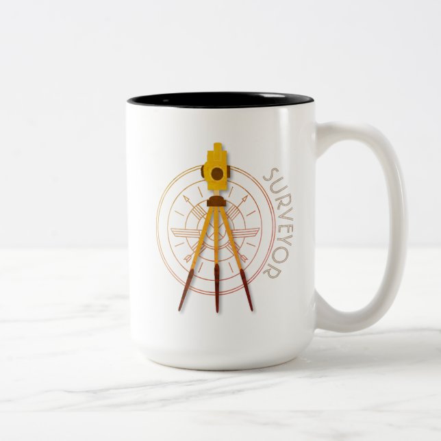 Land-Feldmesser-Kompass Zweifarbige Tasse (Rechts)