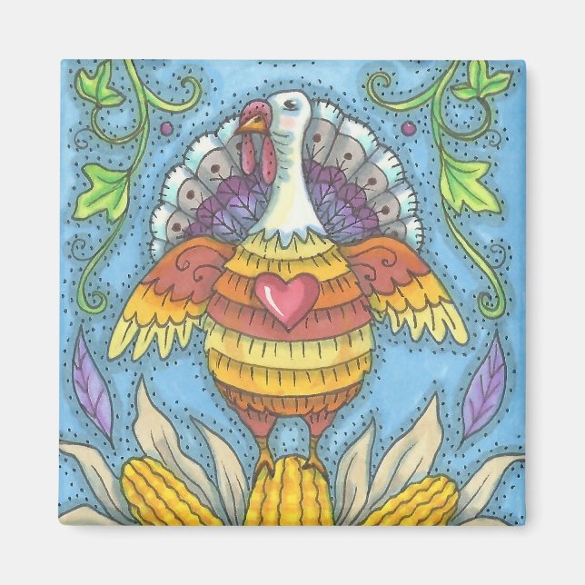 LAND FOLK ART ERNTEDANK TÜRKEY MAGNET Square (Vorne)