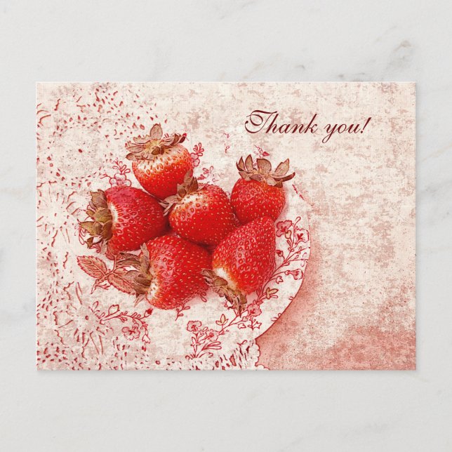Land frische Erdbeere danke Postkarte (Vorderseite)