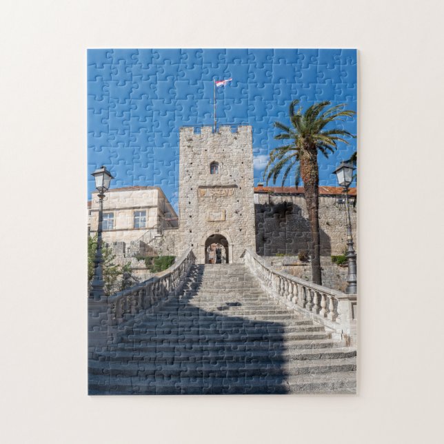 Land Gate in Korcula Stadt - Dalmatien, Kroatien Puzzle (Vertikal)