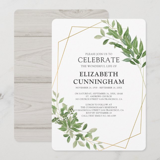 Land-geometrisches Aquarell-Laub-Denkmal Einladung (Vorne/Hinten)