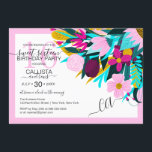 Land Golden Pink Blumen Blätter Grenz Süß 16 Einladung<br><div class="desc">Diese niedliche und ländliche 16 . Geburtstag-Geburtstagsfeier eignet sich hervorragend für die Sommer- und Frühjahrssaison. Es ist mit handgezeichnet bordeauxrot, goldgelb, aquamarin grün, rot, blau, aquablau, neonrosa Blume und Blätter illustrierten Blumenbündel auf einem rot-rosa Rahmen und weißem Hintergrund. Es ist hübsch, elegant, einzigartig und originell. Stilisieren Sie mit diesem illustrierten...</div>