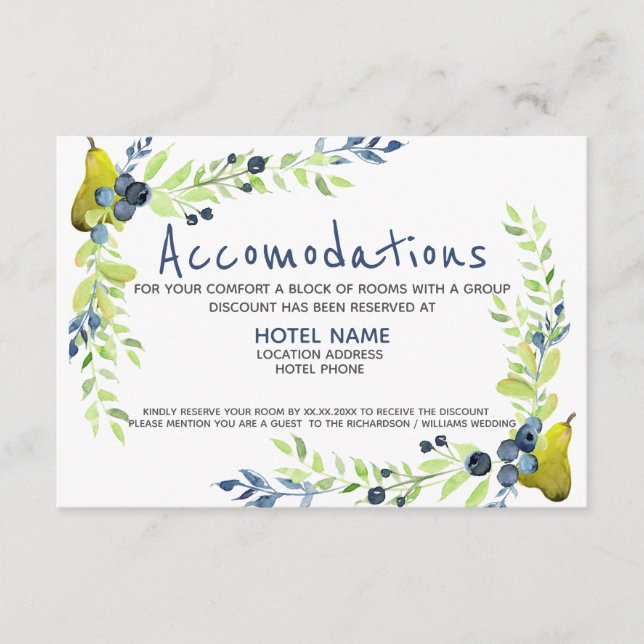 Land Heidelbeere Sommerpear Wasserfarbe Blütenfarb Begleitkarte (Vorderseite)