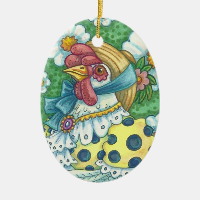 LAND HEN, POLKA DOT CHICKEN ORNAMENT Oval (Vorne)