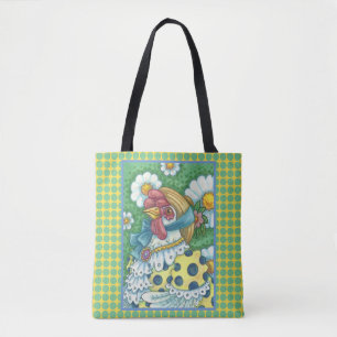 LAND HEN, POLKA DOT CHICKEN TOTE BAG Green