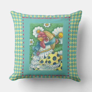 LAND HEN, POLKA HUND CHICKEN DURCH PILLOW Aquamari Kissen