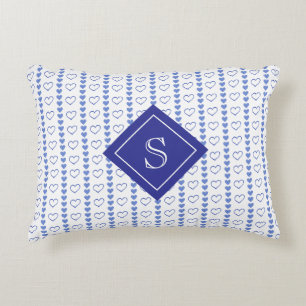 Land-Herz-Streifen-Muster-Monogramm Dekokissen