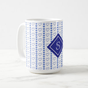 Land-Herz-Streifen-Muster-Monogramm Kaffeetasse