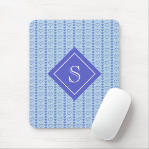 Land-Herz-Streifen-Muster-Monogramm Mousepad