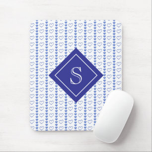 Land-Herz-Streifen-Muster-Monogramm Mousepad