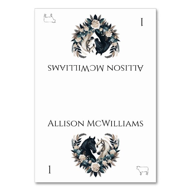 Land Hochzeiten in der Liebe Fleisch Tischnummer (Vorderseite)