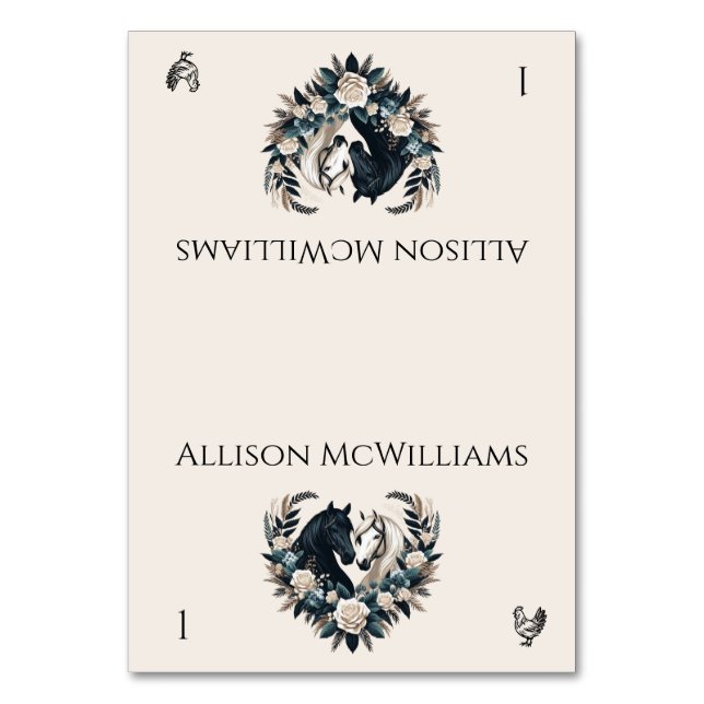 Land Hochzeitspferde in der Liebe - Geflügel Tischnummer (Vorderseite)