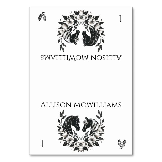 Land Hochzeitspferde und Blume- Geflügel Tischnummer (Vorderseite)