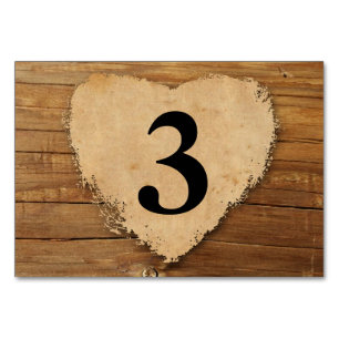 Land-Holz-und Herz-Tischnummer-Karte Tischnummer