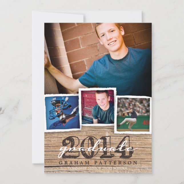 Land-hölzerne rustikale Abschluss-Einladung 2014 Einladung (Vorderseite)