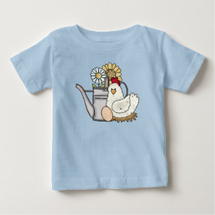 Land Huhn Gießkanne Sonnenblume Gänseblume Kinder Baby T-shirt
